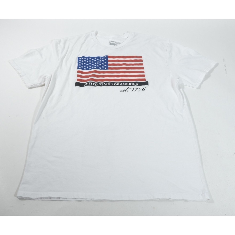 General Standard T-Shirt Mens XL White US Flag United States Of America Graphic